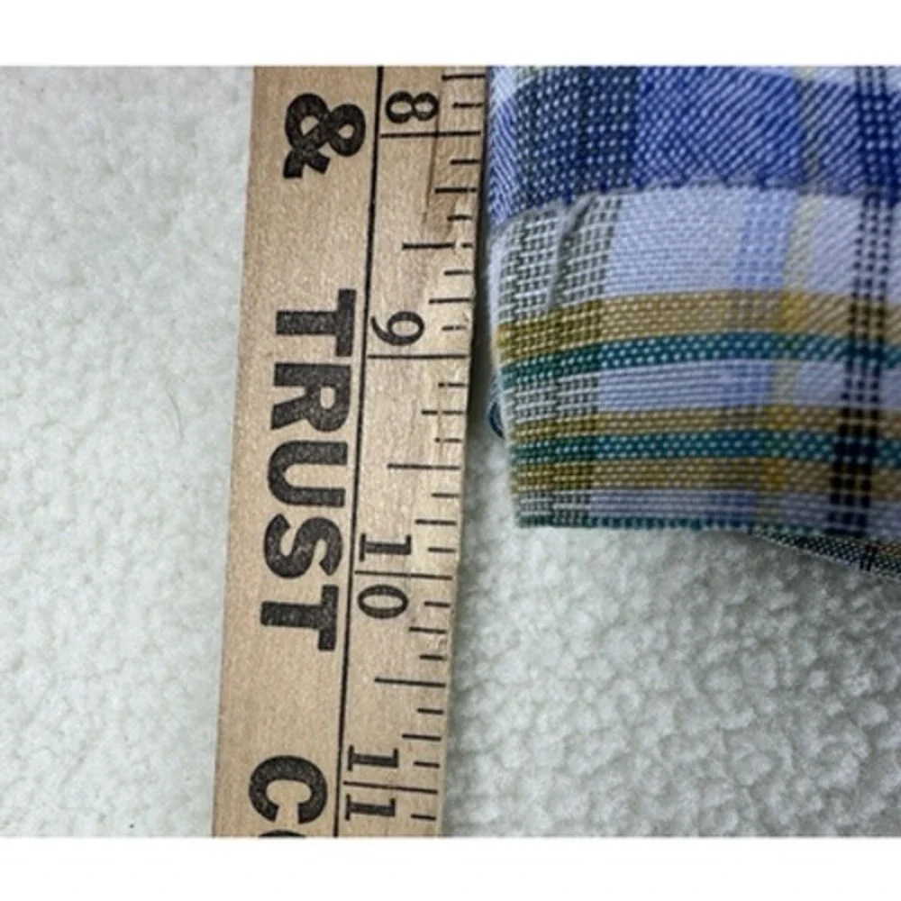 Tommy Bahama Plaid Green Blue Orange Linen Blend Flat Front Shorts Mens Size 34